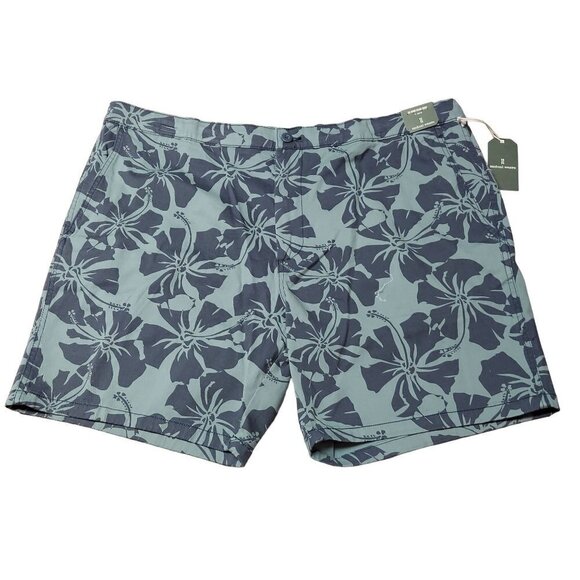 Mutual Weave Men's Blue Balsam Hibiscus Chino Board Shorts - Picture 1 of 8